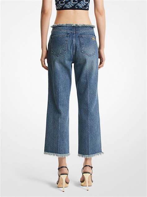 michael kors undone hem jeans|Frayed Denim Cropped Jeans .